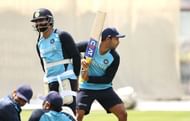 Mayank Agarwal in action during an India net session